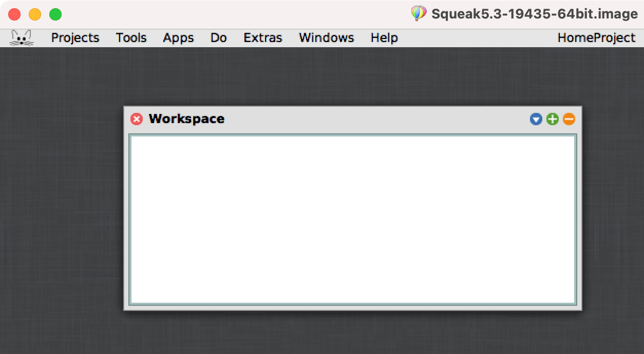 Empty Squeak workspace window