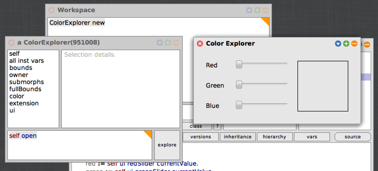 ColorExplorer launched from Inspector window